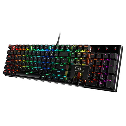 Redragon K556 RGB LED Backlit Wired Mechanical Gaming Keyboard, Aluminum Base, 104 Standard Keys