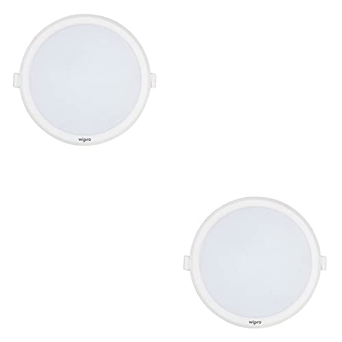 Wipro 9 Watt Iris Neo Nextgen, 6500K Recessed Slim Led Downlighter (White, Pack of 2) – Plastic