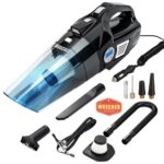 Woscher 578D 2in1 Digital Portable Air Compressor Tyre Inflator with Car Vacuum Cleaner,DC12V 120 Watts High Power 5500PA Handheld Car Vacuum w/LED Light,12FT Power Cord, for Wet/Dry Use,Tyre Inflator