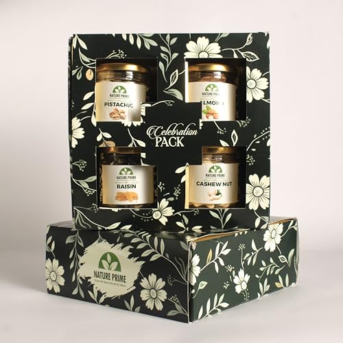 Nature Prime Dry Fruits Combo Gift Pack, 400g (Cashew, Almond, Pistachios, and Raisins) – Healthy Gift Hamper for Every Occasion | Rakhi Gift Hamper for Brother Sister and Bhabhi | Diwali Gift Pack for Family, Friends, Corporate Office Gifts Combo | Deepawali Celebration Pack