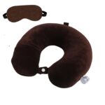 BigPlayer Medium Memory Foam Cervical Pillow for Sleeping – Neck Pain Relief Travel Essential Car Pillow, Ultimate Comfort and Neck Support & Premium Neck Pillow and Eye Mask – Brown