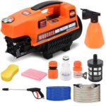 Woscher 878 Waterpro Washer High Pressure Washer Pump Machine,1800 Watts, 150 Bars, 8L/ Min Water Flow Rate,8 Metres Outlet Hose, Portable, for Car, Bike and Home Cleaning Purpose, Black & Orange