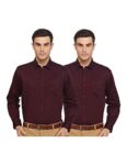 Amazon Brand – Symbol Men’s Solid Regular Formal Shirt (Pack of 2) (SS20-SYM-FS-01_EPP-1B_Wine 40)