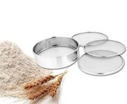 GLUN Stainless Steel 4-in-1 Sieve Combo: Chalni, Charna, Jaali Channi – Silver Plated, Essential for Sieving Gehu, Atta, Maida, and Spices