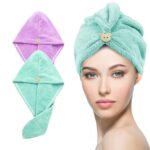 Story@Home, Microfiber Hair towel wrap, Hair towel, Hair drying bathrobe, towel cap, Super soft, Super Absorbent, Quick dry, 400 GSM- 66CM X 23CM- SET of 2