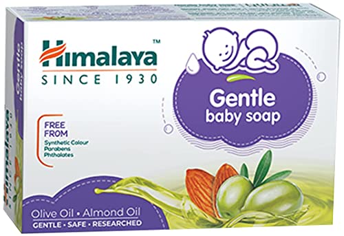 Himalaya Gentle Baby Soap- with Almond Oil and Olive Oil|Clinically tested|100% free from Parabens, Animal Fats, and Synthetic Colors|Gently cleanses baby’s skin|125G