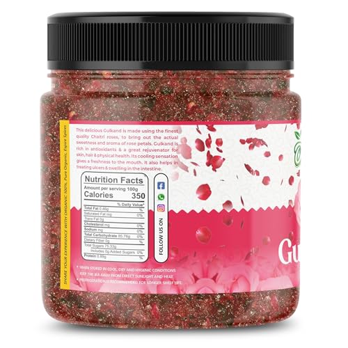 Organic100% ROSE PETAL Gulkand (Rose Petal Jam) | 100% Natural | Sun-Cooked Damask Roses (400GM)