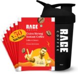 RAGE Extra Strong Premium Blend Coffee (Pack of 50)+Multipurpose Shaker 450ml Instant Coffee(50 x 1.5 g, Assorted Flavoured)