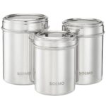 Amazon Brand – Solimo Stainless Steel Canister Set – Ubba Dabba I See-Through Canisters | BIS-Approved | 600ml, 900ml, and 1200ml, SILVER, Set Of 3