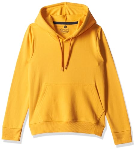Clotth Theory Girl’s Cotton Neck Hooded Sweatshirt (CTGLHD_023_Mustard1_13-14 Years)