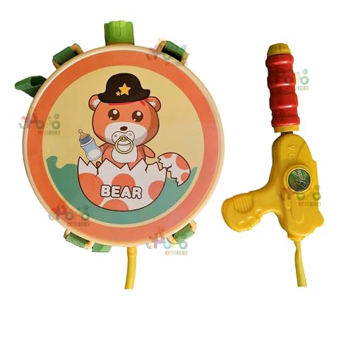 PoPo Toys Holi Pressure Pichkari with Bear Bag Tank- 2.5 LTR, with Free Balloons, Gulal and Surprise Holi Gift | Multicolor