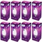 PHILIPS 4-watt Filament Candle LED Bulb | Diffused Candle Bulb For Home & Decoration | Bulb Base: E14, Cool White | Pack of 8