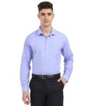 Scott International Shirt for Men, Solid Full Sleeves Shirt, Wrinkle Free Mens Shirts, Cotton Formal Shirts, Regular Fit Stylish Mens Shirt, Plain Formal Shirts for Men Blue
