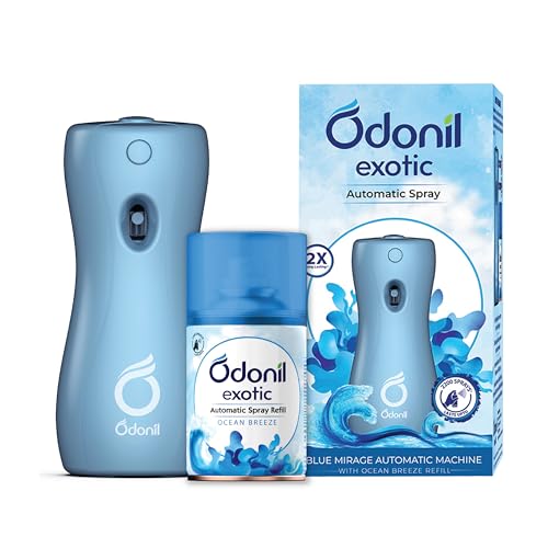 DABUR Odonil Exotic Automatic Spray – 225Ml | Machine + 1 Refill | Ocean Breeze | 2X Long Lasting | 2200 Sprays Guaranteed | Lasts Upto 60 Days