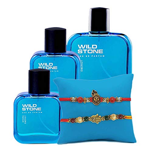 Wild Stone 3 Hydra Energy Perfume 30ml, 50ml and 100ml Combo with 2 Rakhi