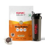 GNC Whey Protein Blend With Free Shaker | 2.2 LBS (1KG) | Cookies & Cream |24 Gm Protein| Digestive Enzyme For Better Digestion | Faster Muscle Recovery | Boosts Strength & Endurance | Zero Added Sugar | Builds Lean Muscles | Formulated In USA | Imported