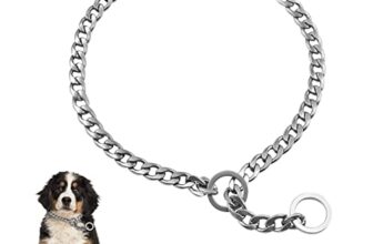 Dog Collar Slip Metal Strong Dog P Chain,Heavy Duty Chew Proof Adjustable Stainless Steel Chain Dog Collars for Small Medium Large Dogs (M)
