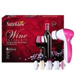 NutriGlow Wine Facial Cleanup Kit for Women for Glowing Skin| 6-Pieces Skin Care Set with Deep Cleanser, Scrub, Nourishing Gel, Nourishing Cream, Mask Pack and Serum| Anti Aging, Skin Care| 250gm+10ml| Free Face Massager
