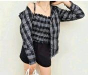 VASHENTERPRIS Women Checkered Casual White, Black Shirt