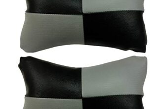 AutokraftZ Grey Universal Neck Rest Pillow Faux Leather Material in Check Design for All Cars_270