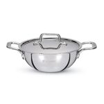 BERGNER TriPro TriPly Stainless Steel 24 cm Kadai with Stainless Steel Lid, 3.1 L Kadhai, Metal Spatula Friendly, Easy to Clean, Induction Bottom and Gas Stove Ready, 5-Year Warranty