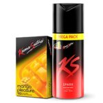 KamaSutra Spark Deodorant Mega Pack 220 Ml And Mango Flavoured Condoms 10 Count, Spray, Men