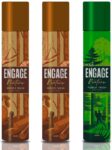 Engage Nature Deo: 2 Woody Musk & 1 Forest Fresh (150ml X 3) Deodorant Spray – For Men(450 ml, Pack of 3)