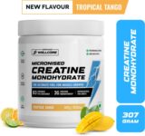 Wellcore Micronised Creatine Monohydrate | Lab Tested | Enhanced Absorption | 100% Pure Creatine(307 g, Tropical Tango)