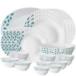 Larah By Borosil Leaves Opalware Dinner Set, 33-Pieces, White