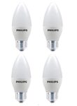 PHILIPS E27 Frosted Candle 400-Lumen Decorative Wall Lights (4W, Pack of 4, White)