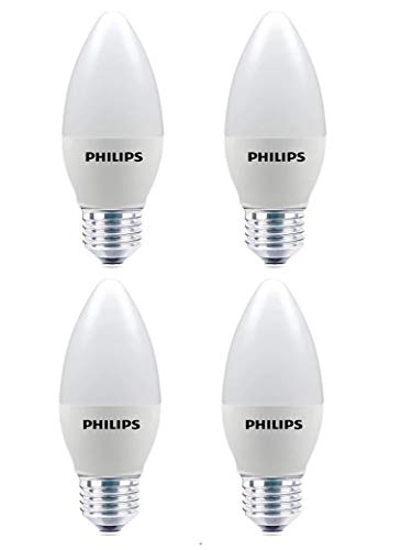 PHILIPS E27 Frosted Candle 400-Lumen Decorative Wall Lights (4W, Pack of 4, White)