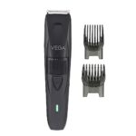 Vega Trimmer for Men with 90 Mins Runtime, Stainless Steel Blades & 40 Length Settings, 2 Comb Attachment, Cord and Cordless Use, Black, (Power Lite, VHTH-38)