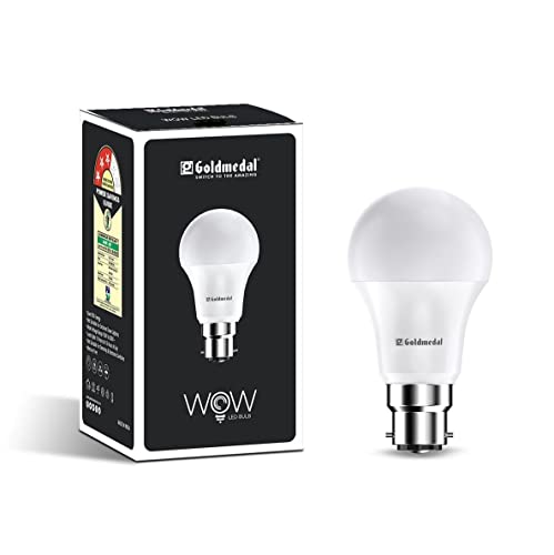 Goldmedal Wow 12W B22 Base LED Bulb – Cool Daylight (6500k) | Energy Efficient | 230 Degree Light Coverage | Surge Protection up to 4KV | Rated Life 15000 Hrs | for Home & Office |Pack of 1