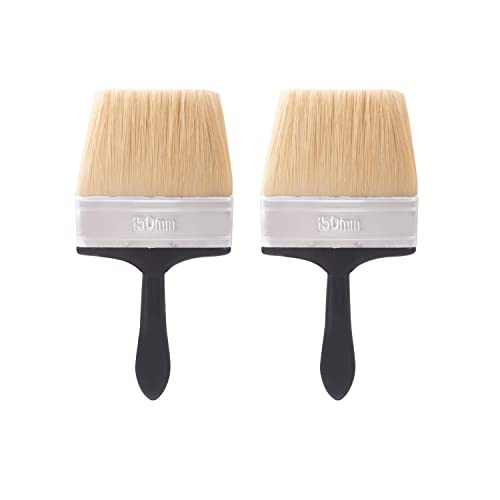 Spartan 150mm Wall Paint Brush | Nylon/Polyster Material | Blend Double Thickness, Triple Boiled Bristles Paint Brush with Long Bristles (Set of 2, Black)