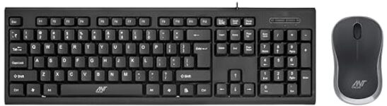 Ant Value FKAPU03 1000 DPI Wireless Mouse – Black, Silver Fkbri01 Wired USB Multi-Device Keyboardâ (Black)