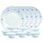 Larah by Borosil Glass FloraThali Set (White) – 18 Pieces