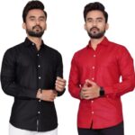 METRONAUT Men Solid Casual Multicolor Shirt(Pack of 2)