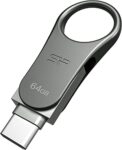SP Silicon Power 64GB Dual USB Type C USB-A Flash Drive, Metal Casing with Keychain Hole Key Ring, USB 3.2 Gen 1 USB 3.0 OTG Type-C Type-A, Thumb Drive Pen Drive Memory Stick, Mobile C80 Series
