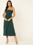 miss haute Women Tube Dark Green Dress