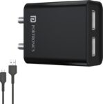 Portronics 12 W 2.4 A Wall Charger for Mobile with Detachable Cable(Black, Cable Included)