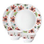Larah by Borosil Silk Series Bali Opalware Dinner Set | 6 Pieces for Family of 2 | Microwave & Dishwasher Safe | Bone-Ash Free | Crockery Set for Dining & Gifting | Plates & Bowls | Floral Pattern