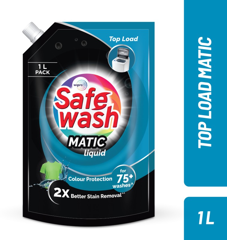 SafeWash by Wipro Ultra Soft & Brightness for Front and Top Load Washing Machines Fresh Liquid Detergent(1 L)