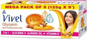 Vivel Glycerin Bathing Bar Soap with Pure Almond Oil & Vitamin E(9 x 13.89 g)