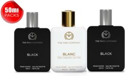 THE MAN COMPANY Iconic Perfumes, Black and Blanc EDT 3 x 50ml | Long-Lasting Fragrance Eau de Toilette – 150 ml(For Men)