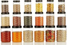 Flipkart SmartBuy Plastic Grocery Container – 300 ml, 650 ml, 1200 ml(Pack of 18, Black)