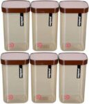 NAYASA Plastic Grocery Container – 1500 ml(Pack of 6, Brown)
