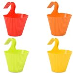 Go Hooked Plastic Hanging Pots & Planters- Multicolour, Set of 4