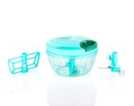 MALVAS HOME Plastic Chopnchurn/ 2 in 1 Vegetable and Fruit Chopper with Beating Blade, Churner, Grater, Slicer/Lassi Maker, (450 ML) (Green)
