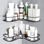 Story@Home Stylish L-Shape Corner Shower Caddy – Space-Saving Self-Adhesive Bathroom Organizer in Sleek Black Finish – Perfect for Efficient Storage- Ideal for Bath and Kitchen Essentials. Pack of 2