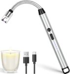 Crasts USB Plasma Rechargeable Electric Gas Lighter for Kitchen, Pooja Room, Candles, BBQ, Multi Purpose – 360 Degree Flexible & Windproof (Silver)